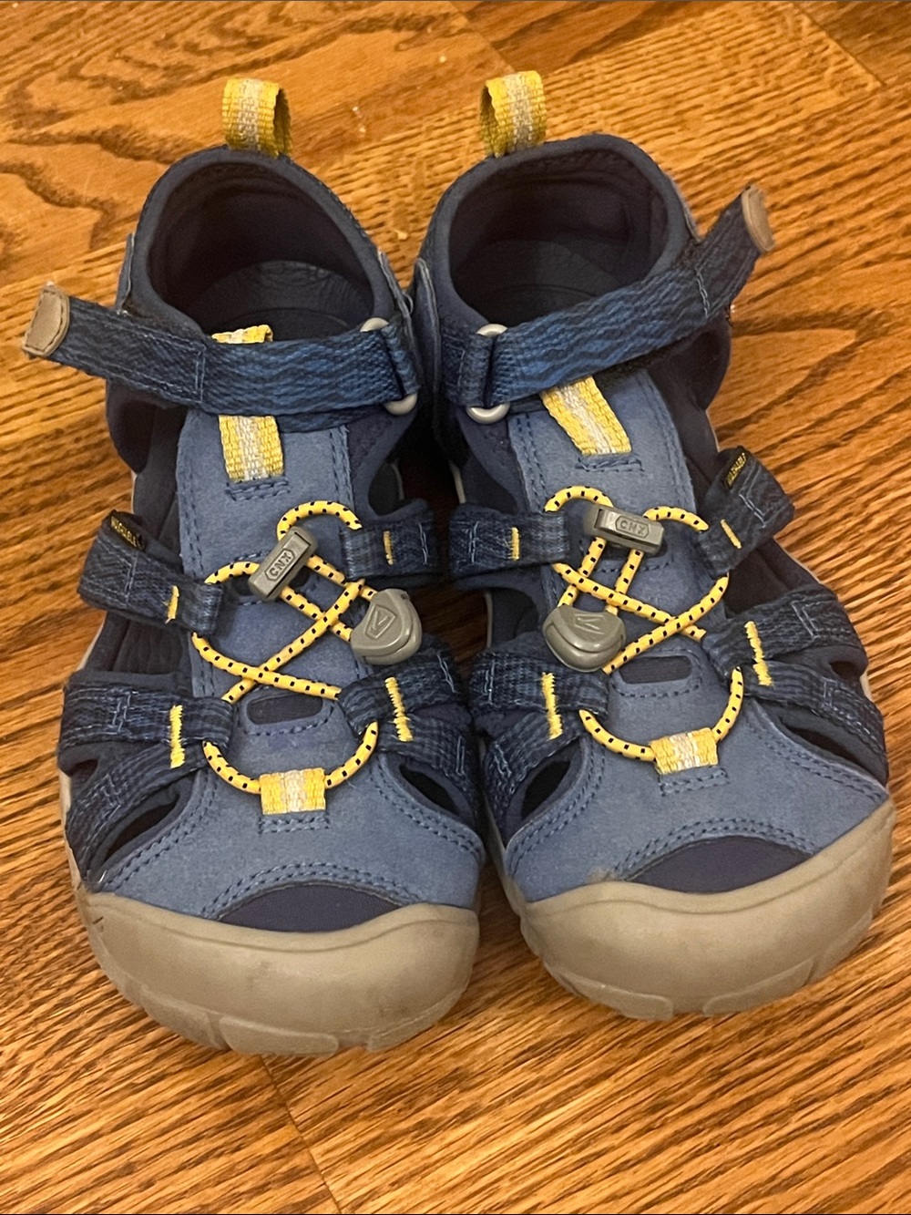 Keen Seacamp II CNX Kids Size 2 Royal Blue Yellow Hybrid Water Sandals Shoes